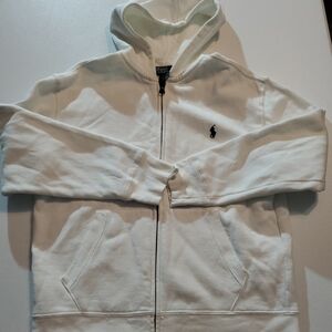 Kids Med (10-12) Polo Ralph Lauren White Zip-Up Hoodie